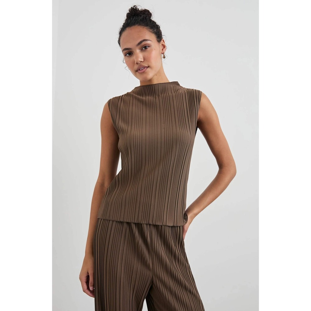 Rails Plisse Set XL Morel Trea Mock Neck Top, Liana Wide Leg Pant 2 Piece Luxury